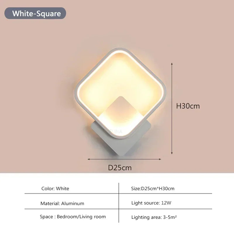Modern LED Wall Lamp Round Square