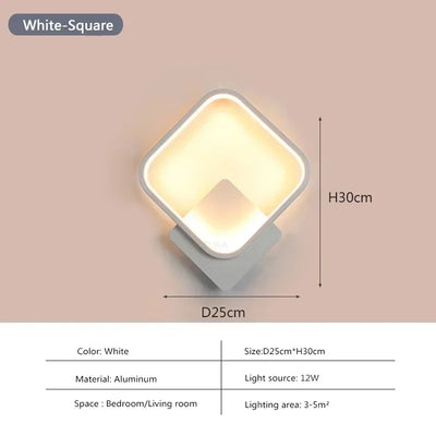 Modern LED Wall Lamp Round Square