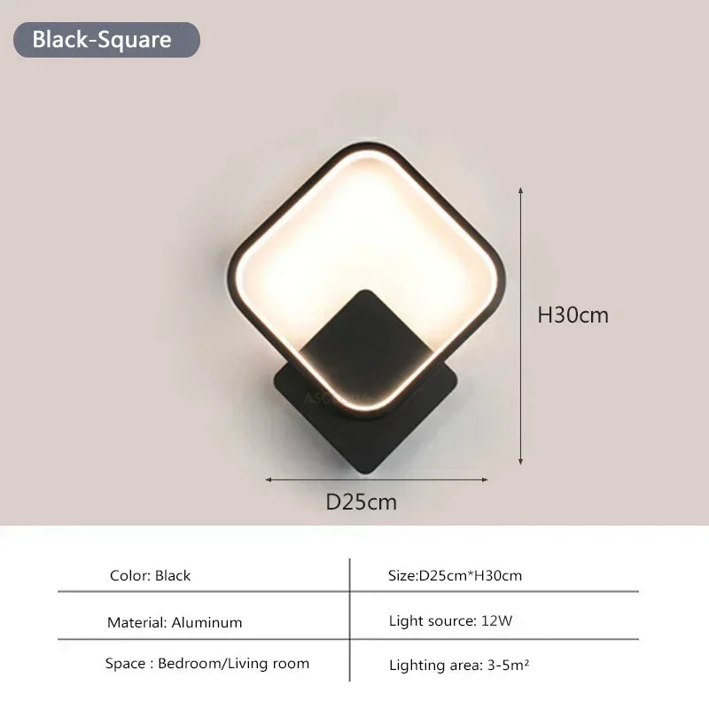 Modern LED Wall Lamp Round Square