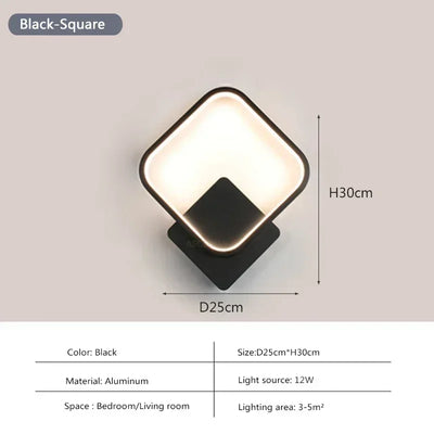 Modern LED Wall Lamp Round Square